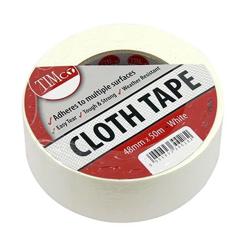 Timco CTWHITE Standard Cloth Tape White 50m x 48mm
