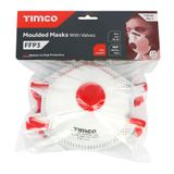 Timco One Size FFP3 Moulded Masks with Valve Adjustable latex 770120