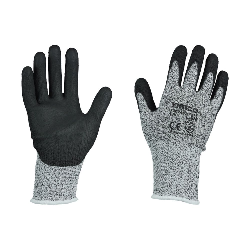 Timco High Cut Gloves - PU Coated HPPE Fibre with Glass Fibre Large