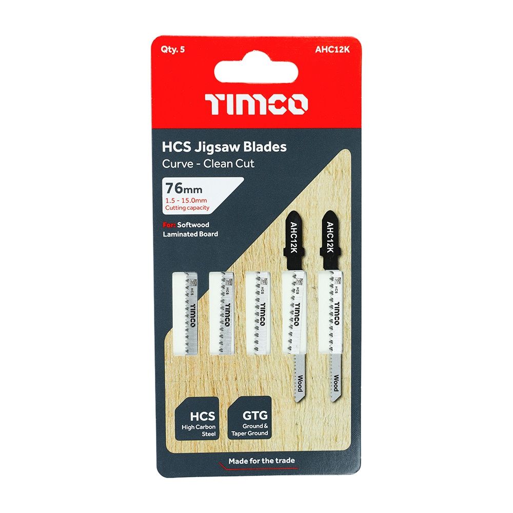 Timco Jigsaw Blades - Wood Cutting - HCS Blades - T101AO AHC12K