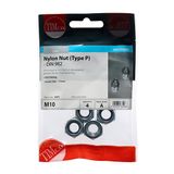 Timco M10 P Nylon Nut DIN 982 BZP Zink Plated (4/Tim Pack) 10NPP