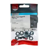 Timco M8 Nylon Nut DIN 982 BZP Type P Zink Plated (10/Tim Pack) 8NPP