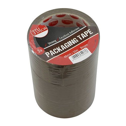Timco 50m x 48mm Packaging Tape Brown Strong Excellent Adhesion Pack of 3 PTB