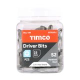 Timco No.2 x 25 S2 Grade Hardened Steel Driver Bits PZ 2CB25GJ