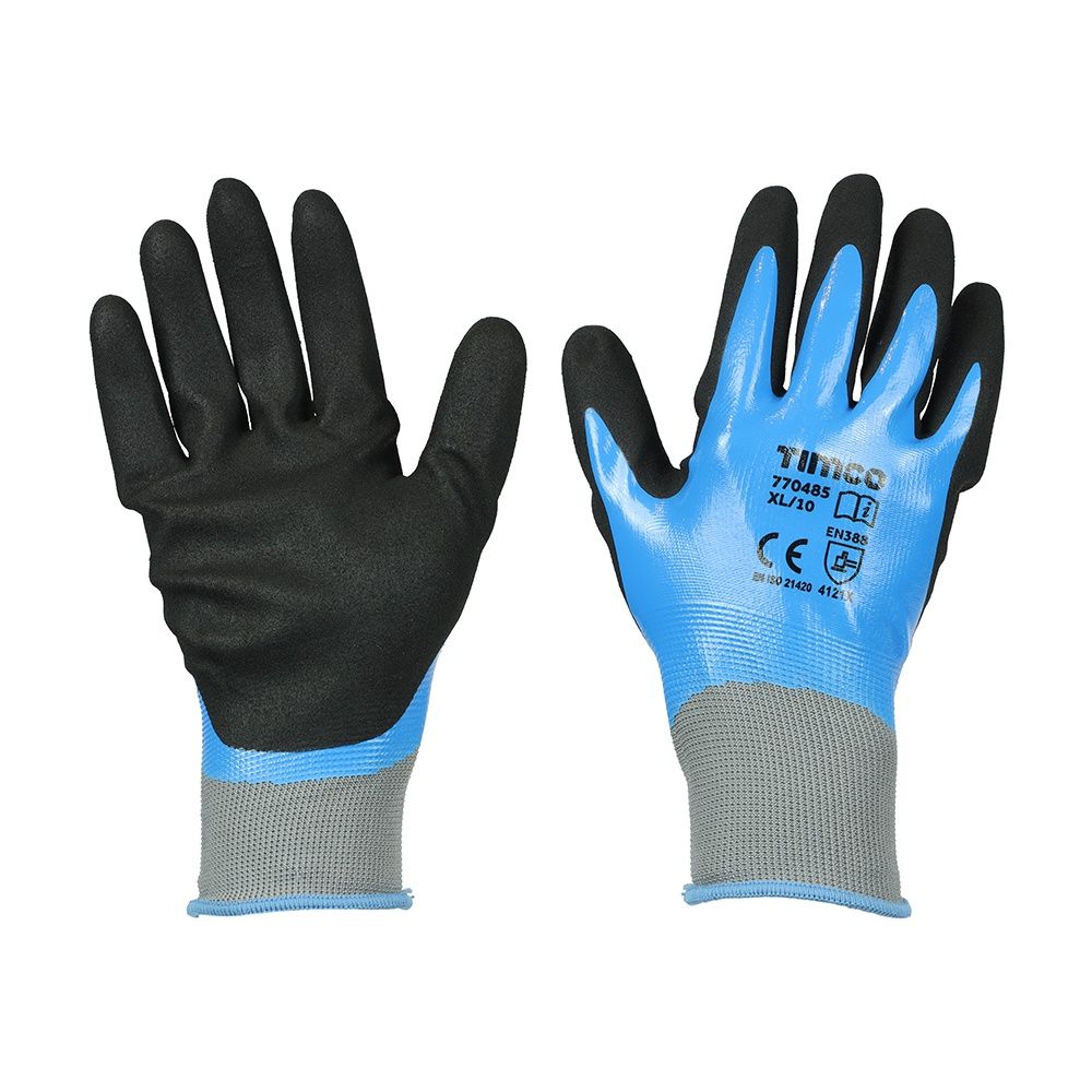 Timco Waterproof Grip Gloves - Sandy Nitrile Foam Coated Polyester X Large 770485