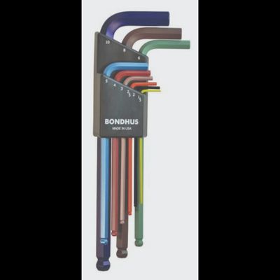 Bondhus BON69499 Colour Guard Ballend Hex Key 9 Pcs Metric Set  1.5mm-10mm