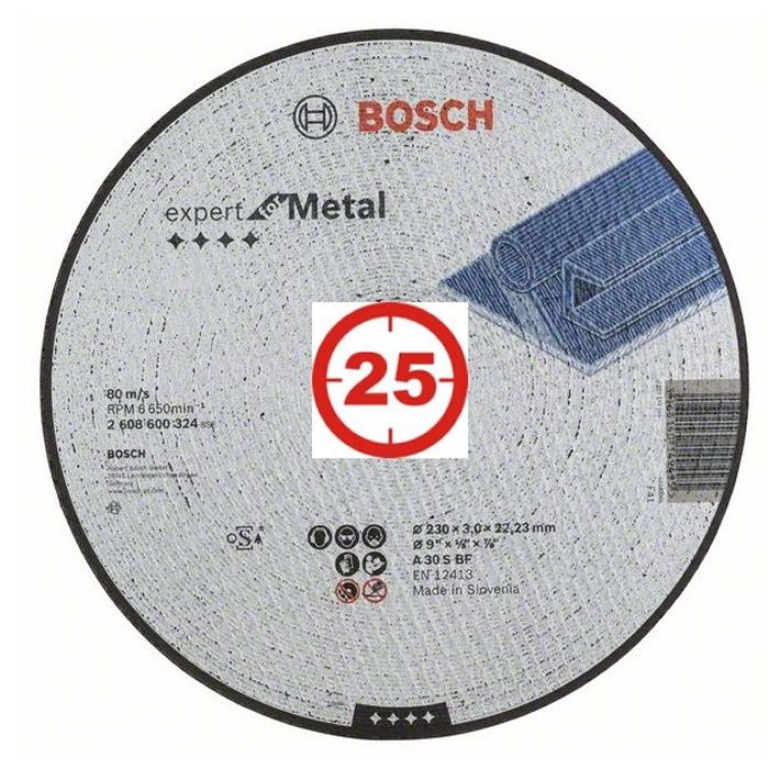 Bosch 2608600324 EXPERT Metal Cutting Discs 230mm x 3mm 25off