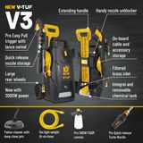 V-TUF V3-240X2 240V Portable Electric Pressure Washer 2175psi, 150Bar, 7.5L/min