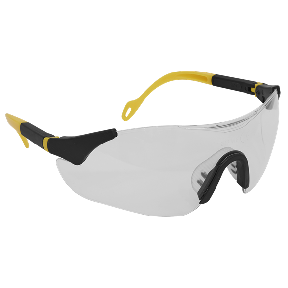 Sealey Worksafe® Sports Style Clear Safety Glasses with Adjustable Arms 9208