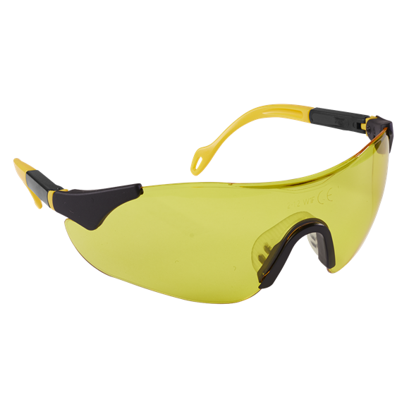 Sealey Worksafe® Sports Style High-Vision Safety Glasses with Adjustable Arms Yellow 9212