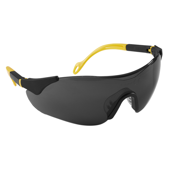 Sealey Worksafe® Sports Style Shaded Safety Glasses with Adjustable Arms Black 9209