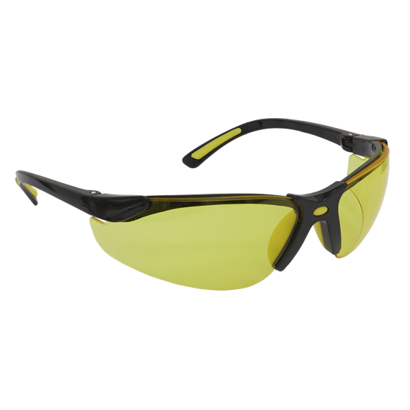 Sealey Worksafe® Zante Style Amber Lens Safety Glasses with Flexi Arms 9215