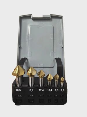 Bessey RLMETSINK Right Lines HSS 3 Flute Metal Countersink, 6 Pcs set in Plastic Box