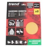 Trend 230 x 280mm 120 Grit Aluminium Oxide Sanding Sheets, 5 AB/S230/120A