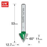 Trend 60° Chamfer V Groove Cutter C043X1/4TC