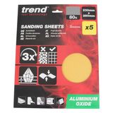 Trend Aluminium Oxide Sanding Sheets 230 x 280mm 80 Grit 5 Pack AB/S230/80A