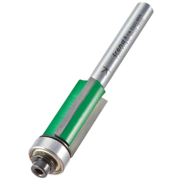TREND C205X1/4TC BEARING GUIDED THREE FLUTE TRIMMER 12.7 MM DIAMETER 25MM