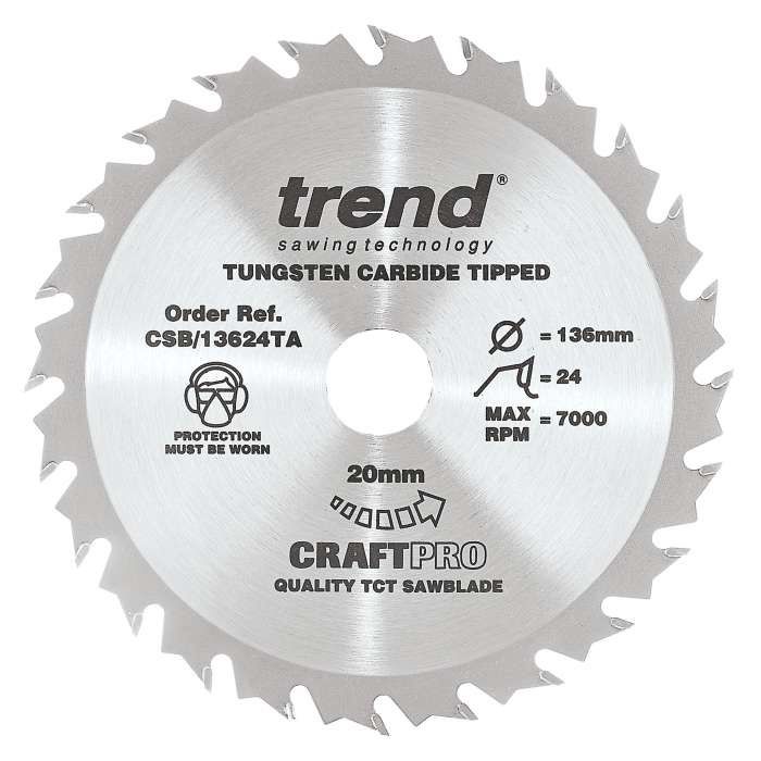 Trend CSB/13624TA CraftPro Cordless Circular Saw Blade 136 x 24 th. x 20 thin