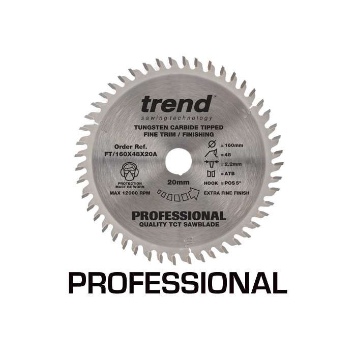 Trend FT/160X48X20A 160mm x 48 Teeth x 20mm Fine Trim Saw PLUNGE SAW Blade
