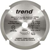 Trend PCD Fibre Cement Circular Saw Blade 165mm x 20mm x 4T PCD/FSB/1654