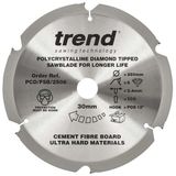 Trend PCD Fibre Cement Circular Saw Blade 250mm x 30mm x 6T PCD/FSB/2506