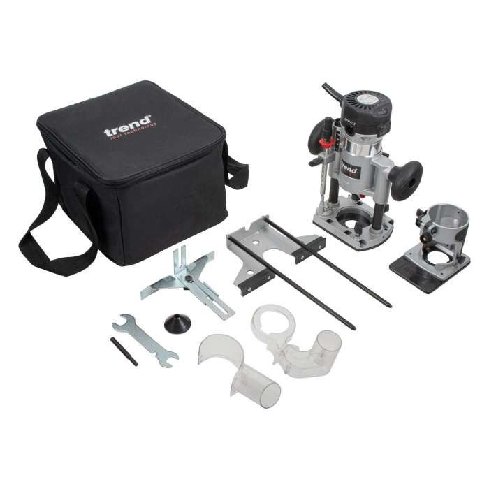 Trend T1EPS 1/4&quot; Electric Trim &amp; Plunge Router Kit 240V/710W