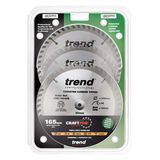 Trend Wood Circular Saw Blade 165mm x 20mm x 48T, 3 Pack CSB/165/3PK/A