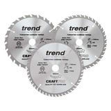 Trend Wood Cordless Circular Saw Blade 165mm x 20mm x 24/40/52T, 3 Pack CSB/165/3PK/B