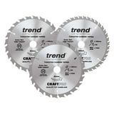 Trend Wood Cordless Circular Saw Blade 165mm x 20mm x 24/40T, 3 Pack CSB/165/3PK/C
