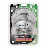 Trend Wood Cordless Circular Saw Blade 165mm x 20mm x 24/40T, 3 Pack CSB/165/3PK/C
