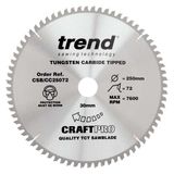 Trend Wood Mitre Saw Blade 250mm x 30mm x 72T CSB/CC25072