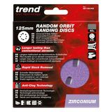 Trend Zirconium Random Orbital 8-Hole Sanding Disc 10pc 125mm 40 grit AB/125/40Z