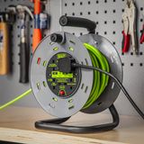 Sealey BCR25G 25m Cable Reel with Thermal Trip 4 x 230V - Hi-Vis Green