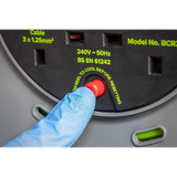 Sealey BCR25G 25m Cable Reel with Thermal Trip 4 x 230V - Hi-Vis Green