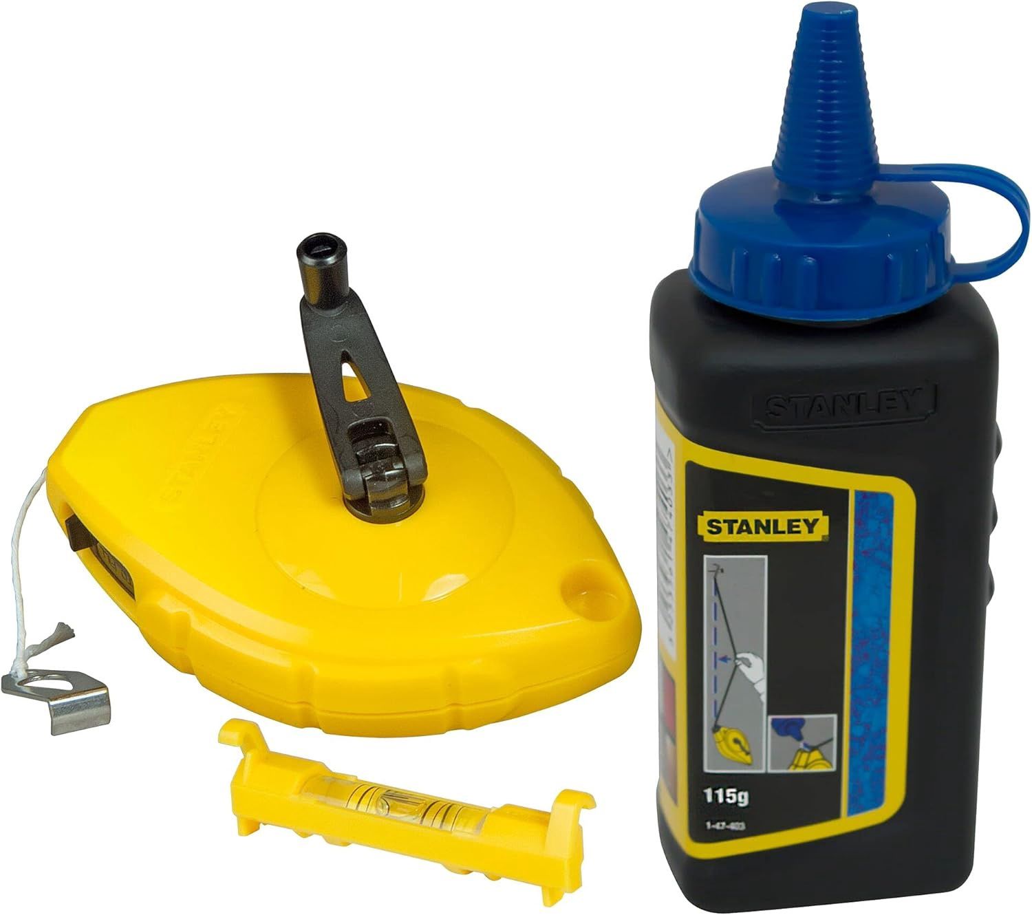 Stanley 0-47-465 Power Winder Chalk Line 30m Chalk &amp; Level STA047465