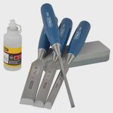 Stanley 0-16-130  5002 Bevel Edge Chisel Set 4 Piece With Stone & Oil STA016130