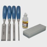 Stanley 0-16-130  5002 Bevel Edge Chisel Set 4 Piece With Stone & Oil STA016130
