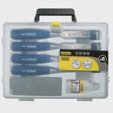 Stanley 0-16-130  5002 Bevel Edge Chisel Set 4 Piece With Stone & Oil STA016130