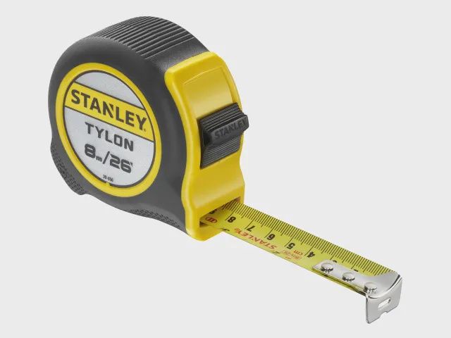 Stanley Hi-Vis 8m/26ft Durable Tylon Tape Measure Green for Accurate Measurements XMS24HVTAPE8