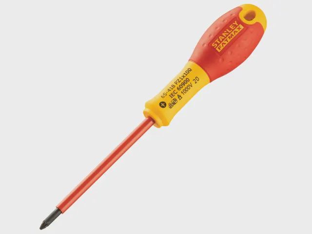 Stanley PZ1 x 100mm FatMax VDE Insulated Screwdriver Pozidriv Tip STA065418