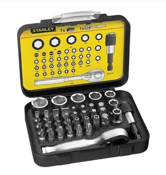 Stanley STA113906 Bit &amp; Socket Set of 39 Piece With Ratchet Metric 1/4 Drive