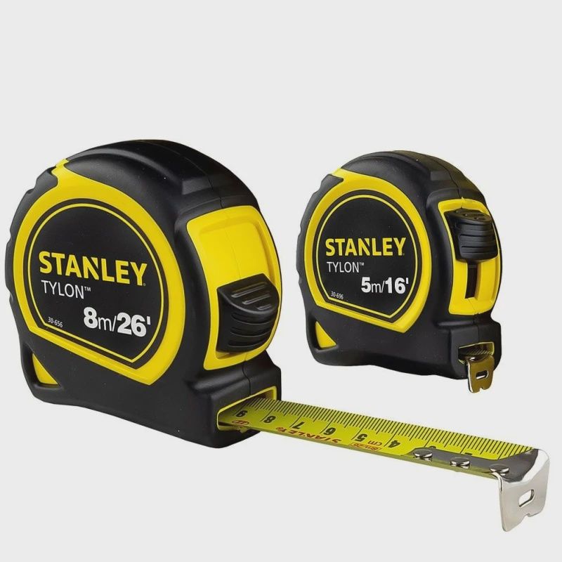Stanley Tylon Tape Measure 5m/16ft &amp; 8m/26ft Pack of 2 STA998985