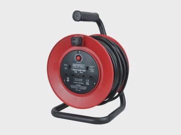 Faithfull FPPCR25M Open Drum Cable Reel 240V 13A 2-Socket 25m