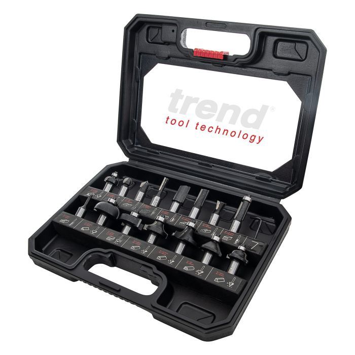 Trend 15 piece 1/2in shank TCT Router Cutter Set - ideal starter / entry level set for heavy 1/2in collet routers