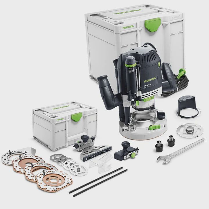 Festool OF 2200 EB-Plus 1/2" Router Cutter 230V GB - 576218 With Router Accessories Set 5768320
