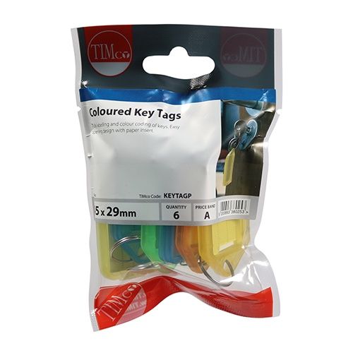 Timco Coloured Key Tags Mixed Colours KEYTAGP