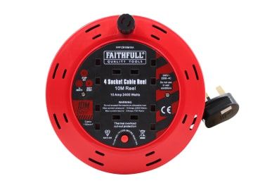 Faithfull FPPCR10M10A Cable Reel 240V 10A 4-Socket 10m  XMS25CR10M