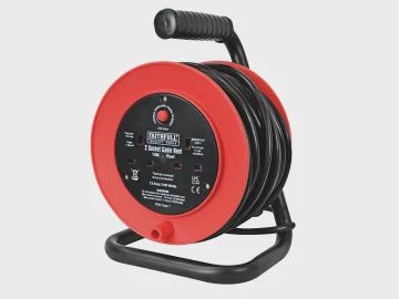 Faithfull FPPCR15 Open Drum Cable Reel 240V 13A 2-Socket 15m