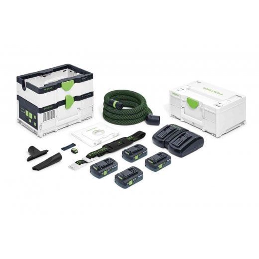 Festool 576945 CTLC SYS HPC 4,0 I-Plus Twin 18v Cordless Mobile Dust Extractor 4 x 4.0ah Batteries + Charger (576936 +577105)