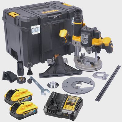 Dewalt DCW620H2-GB 18V XR Brushless 1/2" Plunge Router with 2 x 5.0Ah Powerstack Battery Charger &amp; TSTAK Case